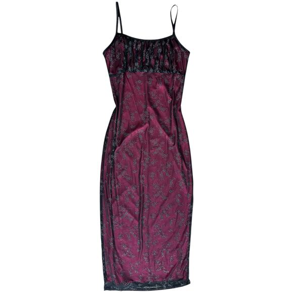 90s Candy Rocket Empire Waist Floral Glitter Mesh Evening Gown Pink Lined Small - Picture 6 of 9